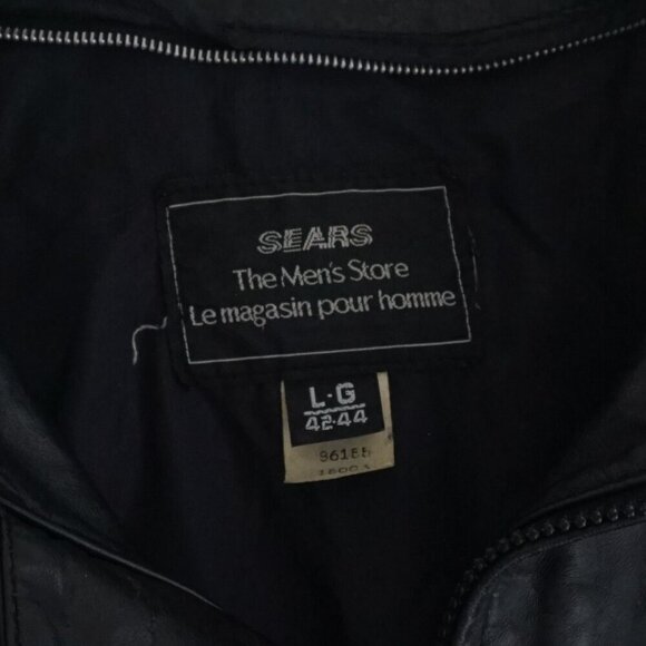 Vintage '80S Sears The Men'S Store Black Zip Up 100% Leather Bomber Jacket L - Picture 11 of 15